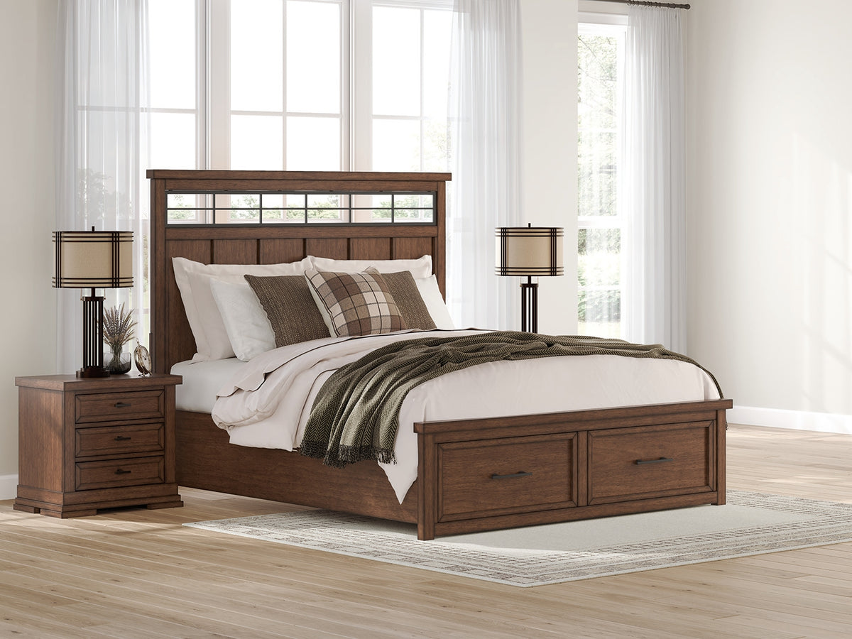 J&M Furniture - Ashley Furniture - Taffenbrook California King Panel Storage Bed - California King Panel Storage Bed / Medium Brown - B849B5