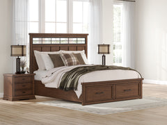 J&M Furniture - Ashley Furniture - Taffenbrook California King Panel Storage Bed - California King Panel Storage Bed / Medium Brown - B849B5