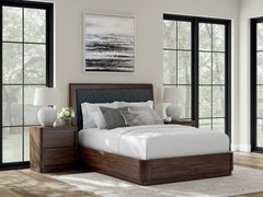 J&M Furniture - Ashley Furniture - Dilenno Queen Upholstered Panel Bed - Queen Upholstered Panel Bed / Dark Brown - PCB857B4