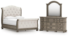 J&M Furniture - Ashley Furniture - Ardenfield Queen Upholstered Sleigh Bed, Dresser and Mirror - Queen Upholstered Sleigh Bed, Dresser and Mirror - B944B3