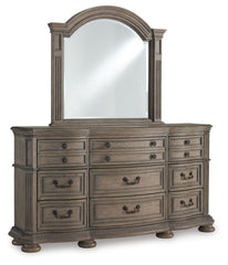 Ardenfield Queen Upholstered Sleigh Bed, Dresser and Mirror