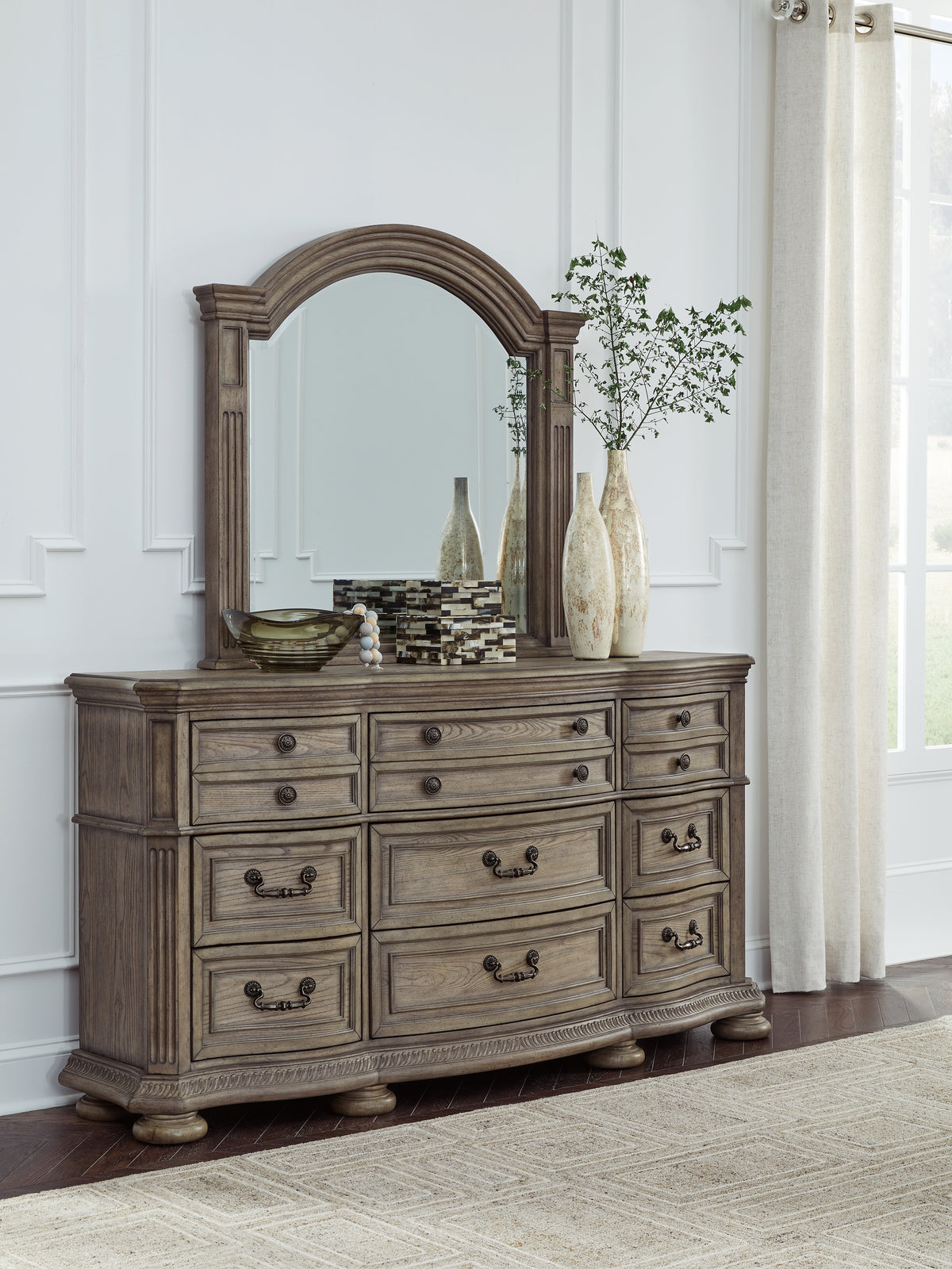 J&M Furniture - Ashley Furniture - Ardenfield Dresser and Mirror - Dresser and Mirror / Light Brown - B944B1