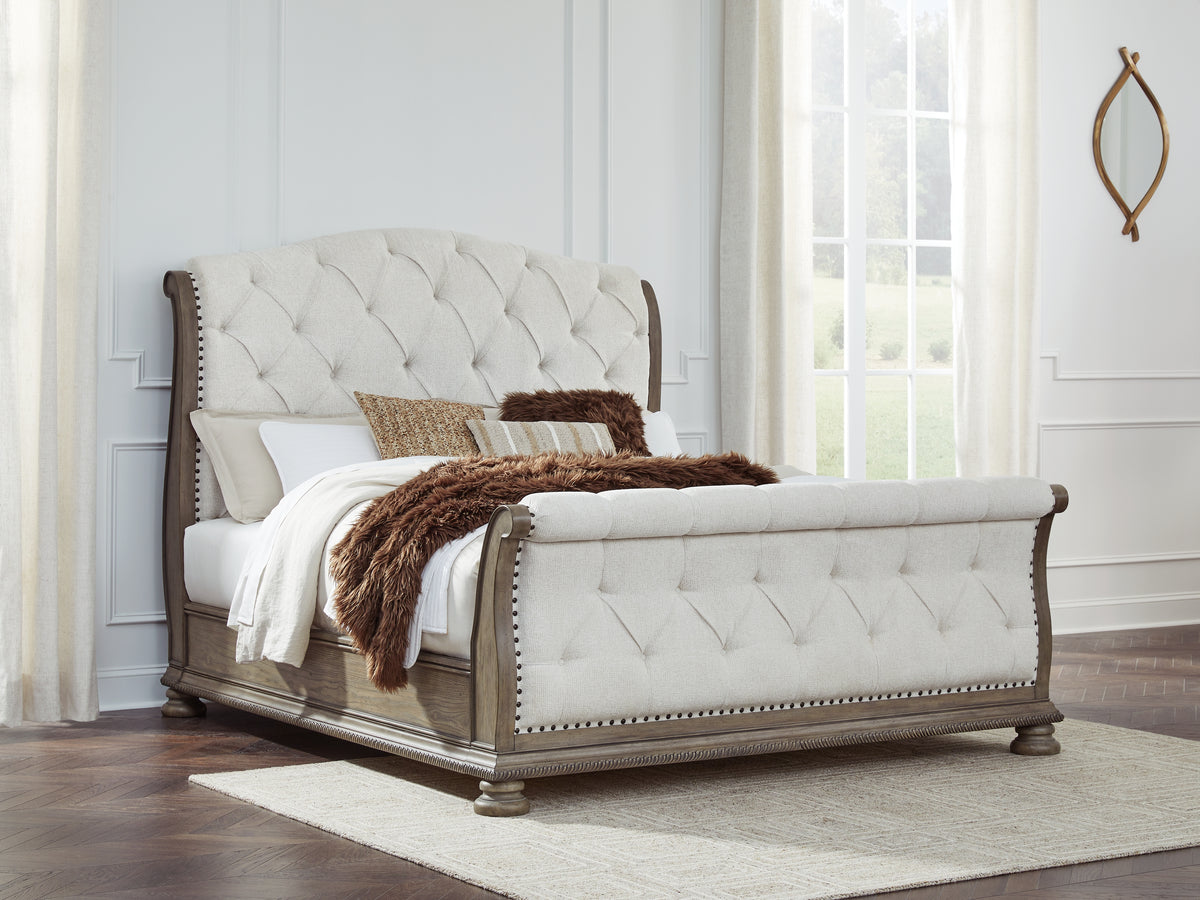 J&M Furniture - Ashley Furniture - Ardenfield California King Upholstered Sleigh Bed - California King Upholstered Sleigh Bed / Light Brown - B944B5