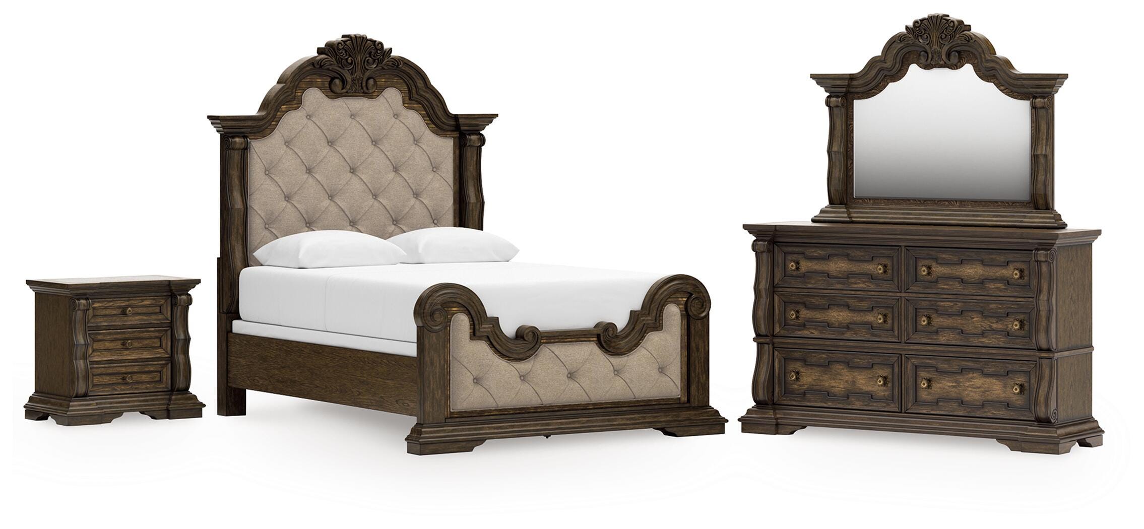 J&M Furniture - Ashley Furniture - Maylee Queen Upholstered Panel Bed, Dresser, Mirror and Nightstand - Queen Upholstered Panel Bed, Dresser, Mirror and Nightstand - B947B18