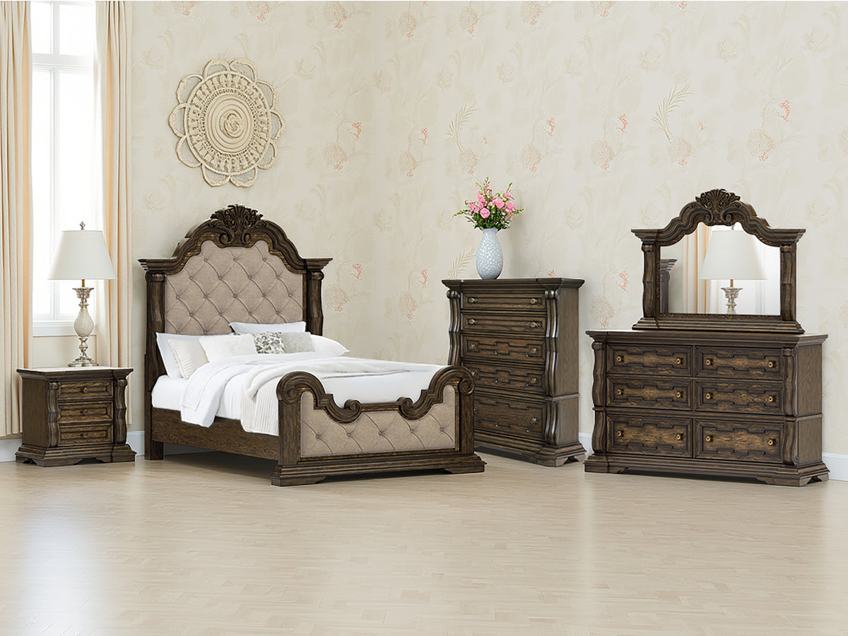 J&M Furniture - Ashley Furniture - Maylee Queen Upholstered Bed - Queen Upholstered Bed / Dark Brown - B947B2