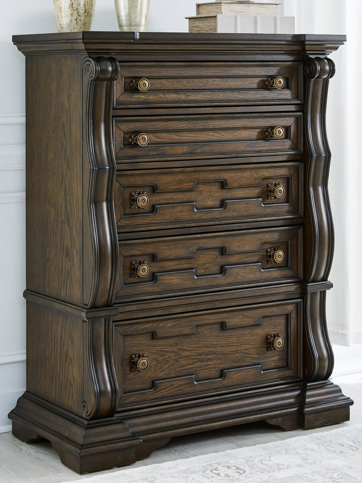 J&M Furniture - Ashley Furniture - Maylee Chest of Drawers - Five Drawer Chest / Dark Brown - B947-46