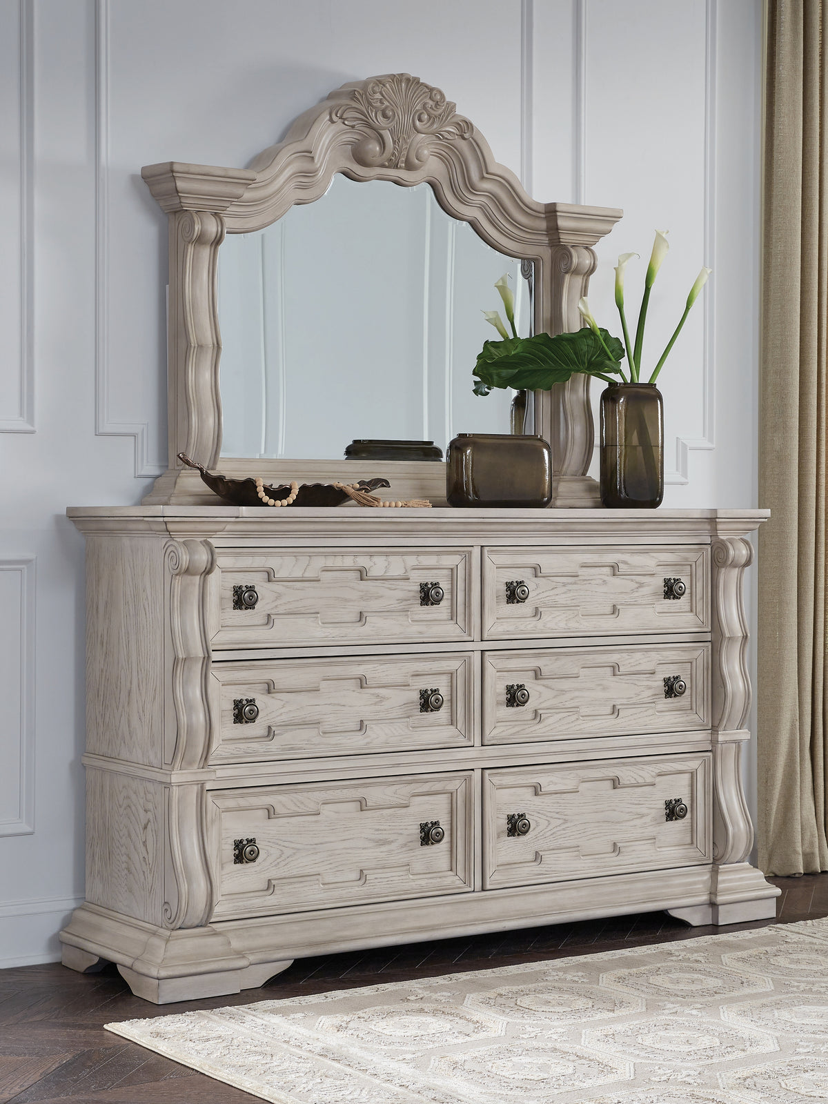 J&M Furniture - Ashley Furniture - Bruchandi Dresser and Mirror - Dresser and Mirror / Antique White - PCB948B1