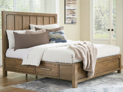 J&M Furniture - Ashley Furniture - Cabalynn Queen Panel Bed with Storage - Queen Panel Bed with Storage / Light Brown - B974B4