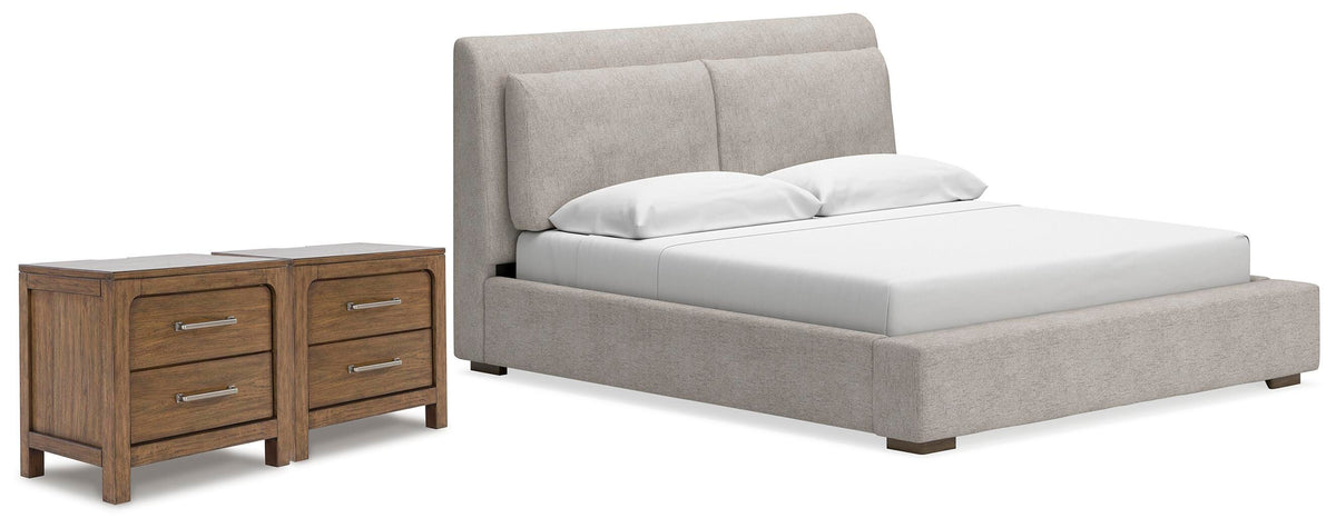 J&M Furniture - Ashley Furniture - Cabalynn King Upholstered Bed and 2 Nightstands - King Upholstered Bed and 2 Nightstands - B974B16