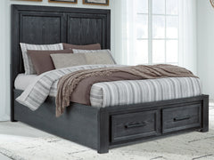 J&M Furniture - Ashley Furniture - Foyland Queen Panel Storage Bed - Queen Panel Storage Bed / Black/Brown - B989B2
