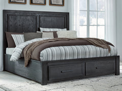 J&M Furniture - Ashley Furniture - Foyland California King Panel Storage Bed - California King Panel Storage Bed / Black/Brown - B989B5