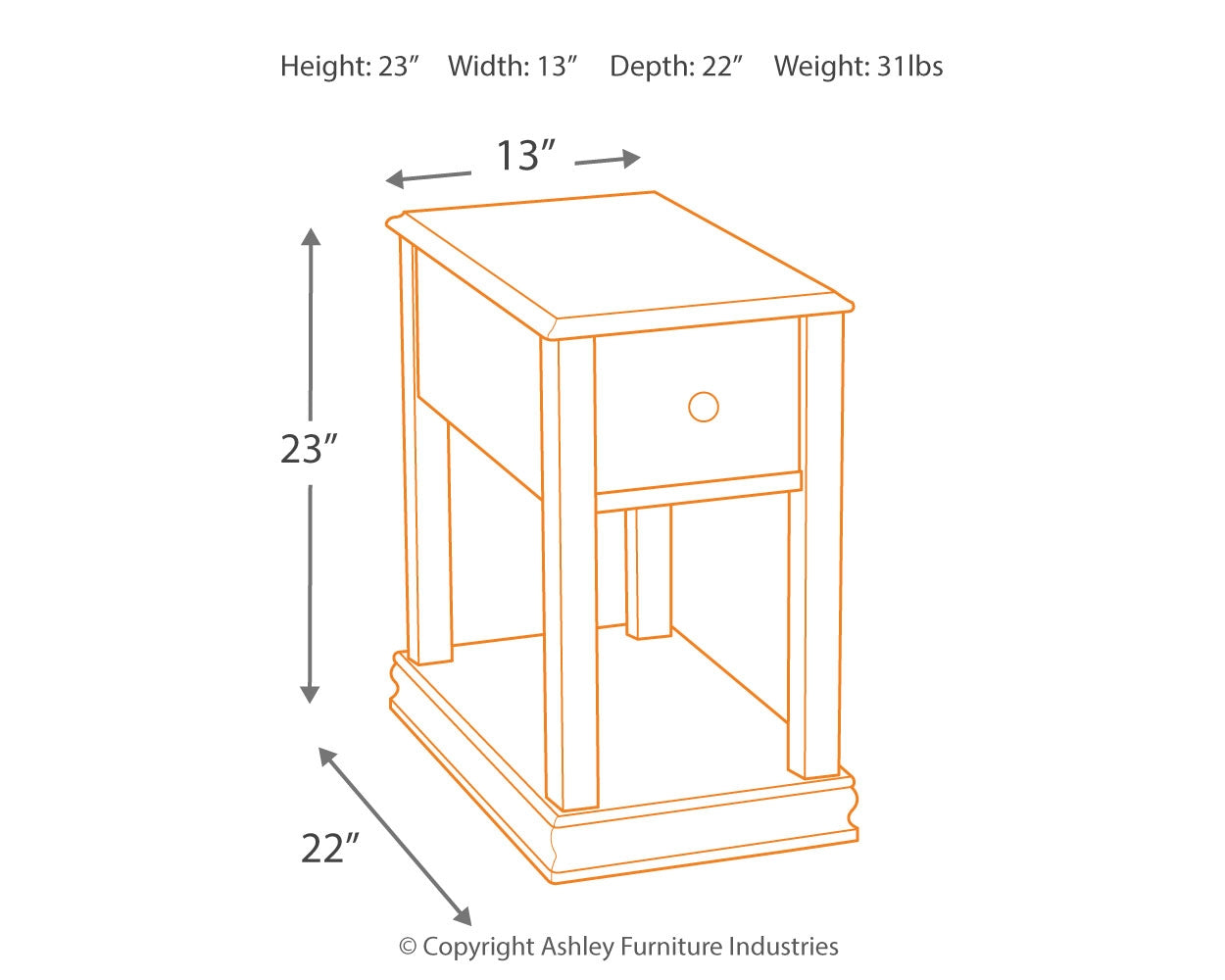 Breegin Chairside End Table Ashley Furniture