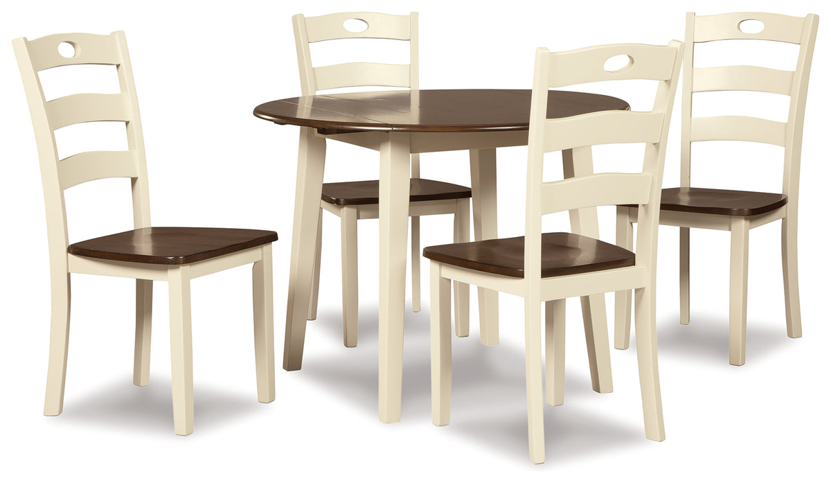 J&M Furniture - Ashley Furniture - Woodanville Dining Table with 4 Chairs - Dining Table with 4 Chairs / Cream/Brown - D335D3