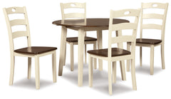 J&M Furniture - Ashley Furniture - Woodanville Dining Table with 4 Chairs - Dining Table with 4 Chairs / Cream/Brown - D335D3
