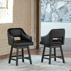 J&M Furniture - Ashley Furniture - Tallenger Counter Height Bar Stool (Set of 2) - Counter Height Bar Stool (Set of 2) / Black/Dark Brown - D380-924X2