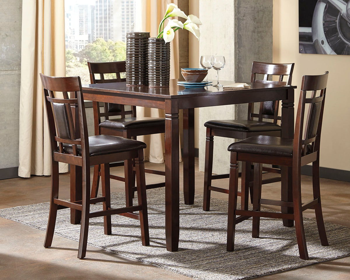 J&M Furniture - Ashley Furniture - Bennox Counter Height Dining Table and Bar Stools (Set of 5) - DRM Counter Table Set (5/CN) / Brown - D384-223