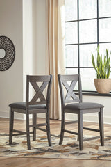 J&M Furniture - Ashley Furniture - Caitbrook Counter Height Upholstered Bar Stool (Set of 2) - Counter Height Upholstered Bar Stool (Set of 2) / Gray - D388-124X2