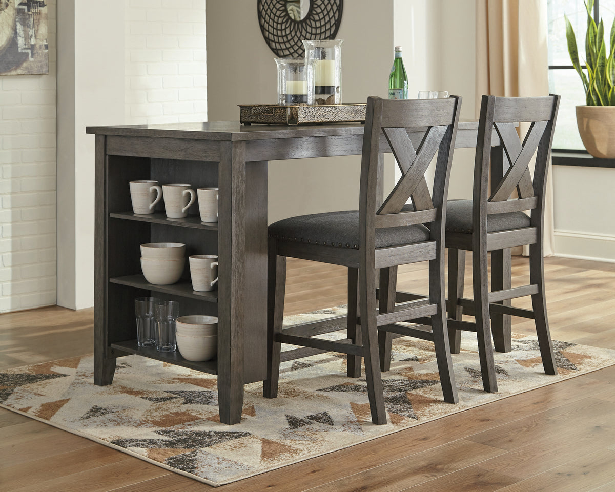 J&M Furniture - Ashley Furniture - Caitbrook Counter Height Dining Table and 2 Barstools - Counter Height Dining Table and 2 Barstools / Gray - D388D5
