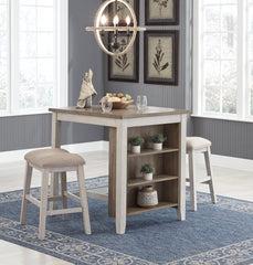 J&M Furniture - Ashley Furniture - Skempton Counter Height Dining Table and Bar Stools (Set of 3) - RECT DRM Counter TBL Set(3/CN) / White/Light Brown - D394-113