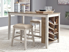 J&M Furniture - Ashley Furniture - Skempton Counter Height Dining Table - RECT Counter Table w/Storage / White/Light Brown - D394-32