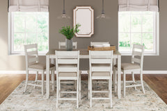J&M Furniture - Ashley Furniture - Skempton Counter Height Dining Table and Bar Stools (Set of 7) - RECT DRM Counter TBL Set(7/CN) / White/Light Brown - D394-423