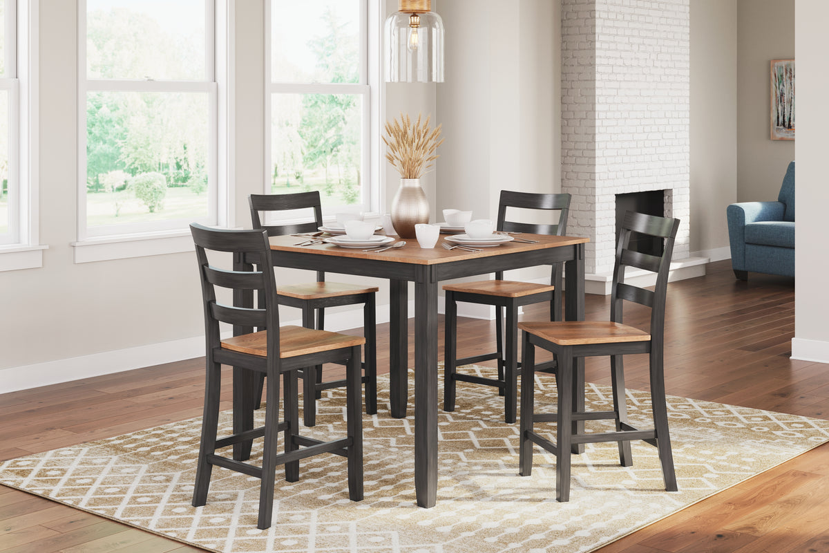 J&M Furniture - Ashley Furniture - Gesthaven Counter Height Dining Table and 4 Barstools (Set of 5) - DRM Counter Table Set (5/CN) / Natural/Brown - D396-223