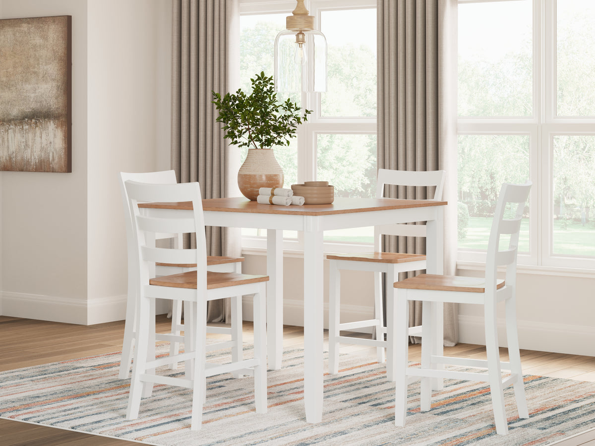 J&M Furniture - Ashley Furniture - Gesthaven Counter Height Dining Table and 4 Barstools (Set of 5) - DRM Counter Table Set (5/CN) / Natural/White - D398-223