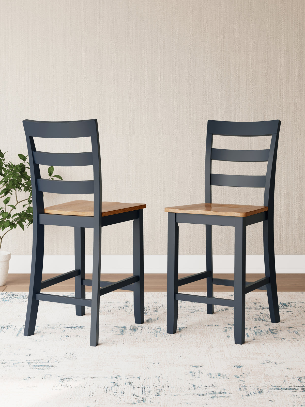 J&M Furniture - Ashley Furniture - Gesthaven Counter Height Barstool (Set of 2) - Counter Height Barstool (Set of 2) / Natural/Blue - D399-124X2