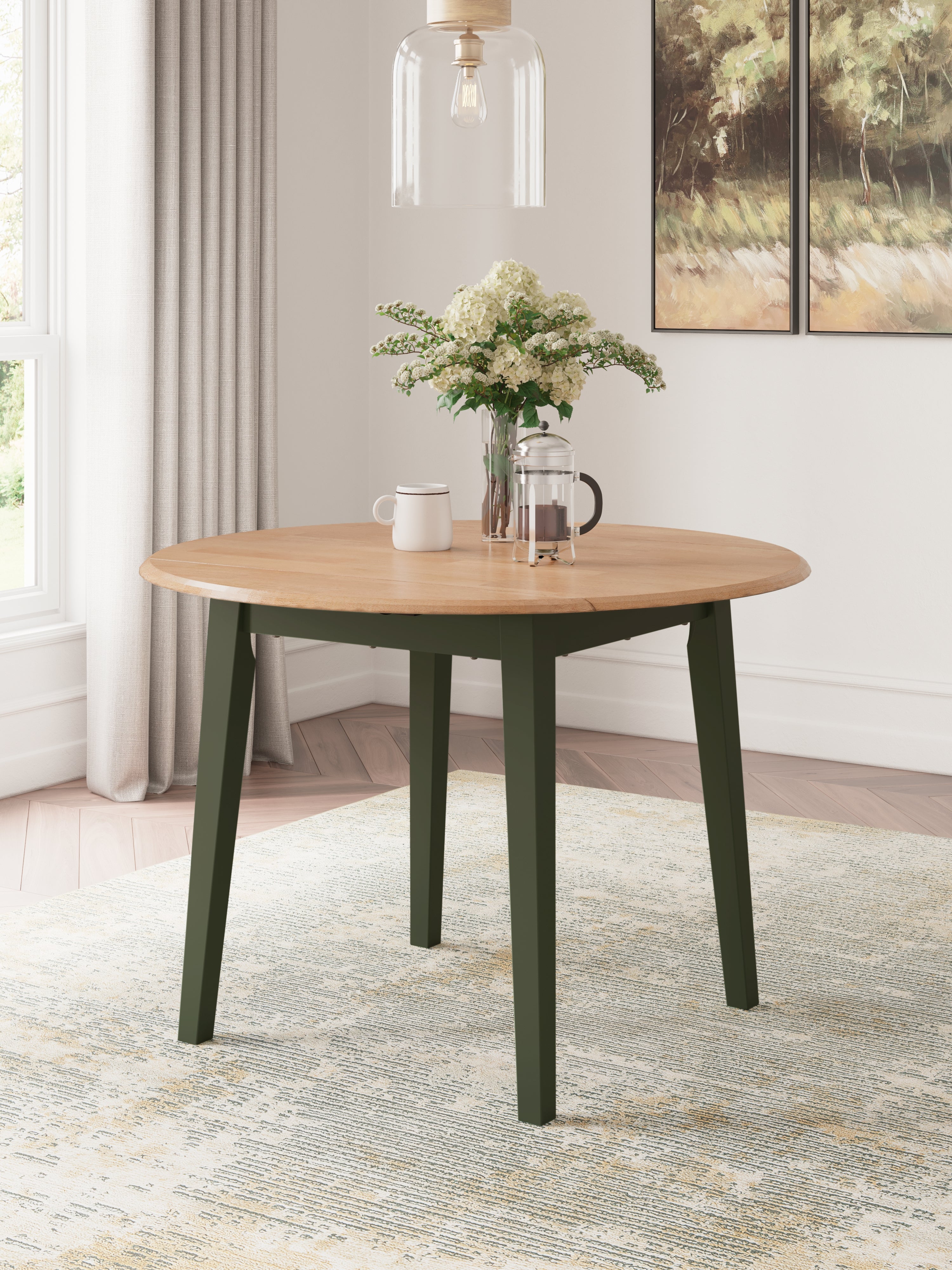 J&M Furniture - Ashley Furniture - Gesthaven Dining Drop Leaf Table - Round DRM Drop Leaf Table / Natural/Blue - D399-15