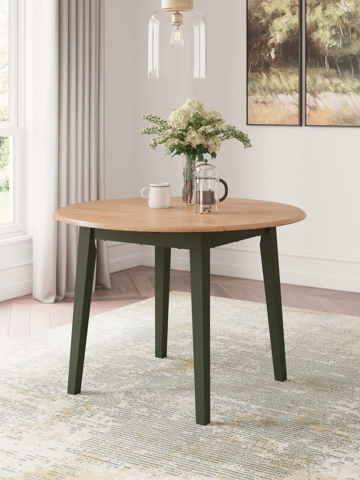 J&M Furniture - Ashley Furniture - Gesthaven Dining Drop Leaf Table - Round DRM Drop Leaf Table / Natural/Blue - D399-15