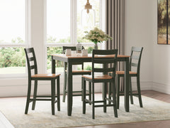 J&M Furniture - Ashley Furniture - Gesthaven Counter Height Dining Table and 4 Barstools (Set of 5) - DRM Counter Table Set (5/CN) / Natural/Green - D401-223
