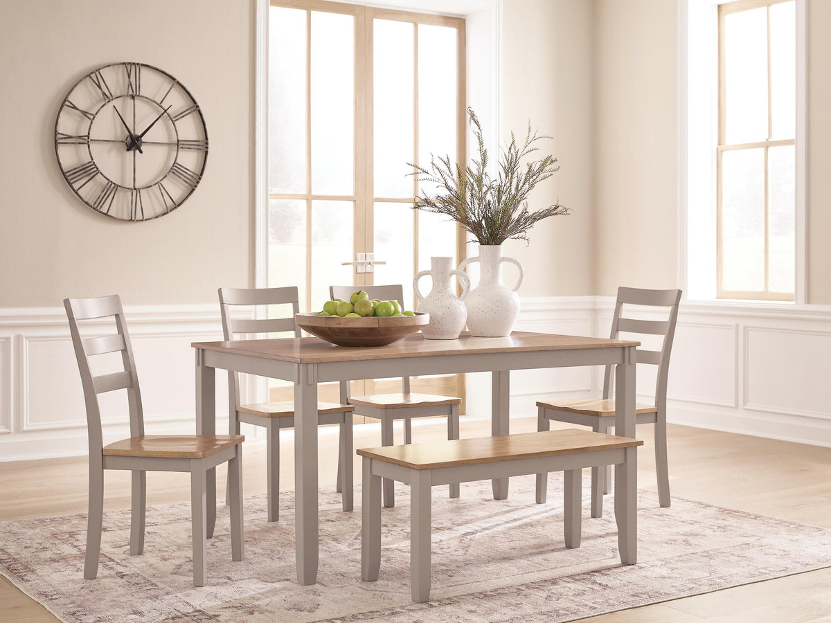 J&M Furniture - Ashley Furniture - Harperfeld Dining Table and 4 Chairs and Bench (Set of 6) - Dining Room Table Set (6/CN) - PCD403-325