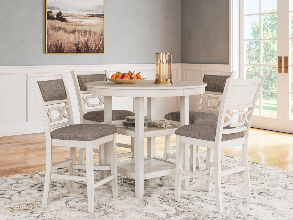 J&M Furniture - Ashley Furniture - Erinberg Counter Height Dining Table and 4 Barstools (Set of 5) - DRM Counter Table Set (5/CN) / Antique White - D423-223