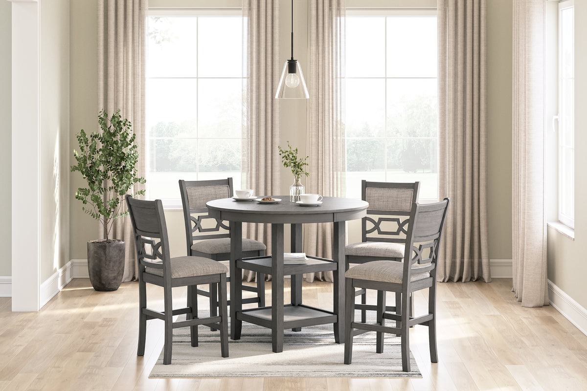 J&M Furniture - Ashley Furniture - Wrenning Counter Height Dining Table and 4 Barstools (Set of 5) - DRM Counter Table Set (5/CN) / Gray - D425-223