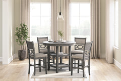 J&M Furniture - Ashley Furniture - Wrenning Counter Height Dining Table and 4 Barstools (Set of 5) - DRM Counter Table Set (5/CN) / Gray - D425-223