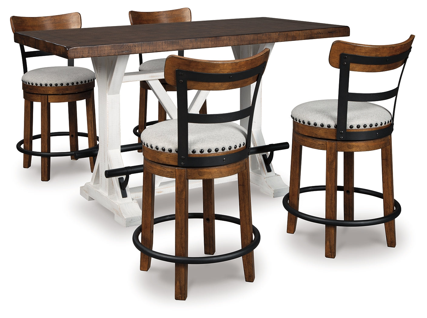 J&M Furniture - Ashley Furniture - Valebeck Counter Height Dining Table and 4 Barstools - Counter Height Dining Table and 4 Barstools / Brown - D546D5