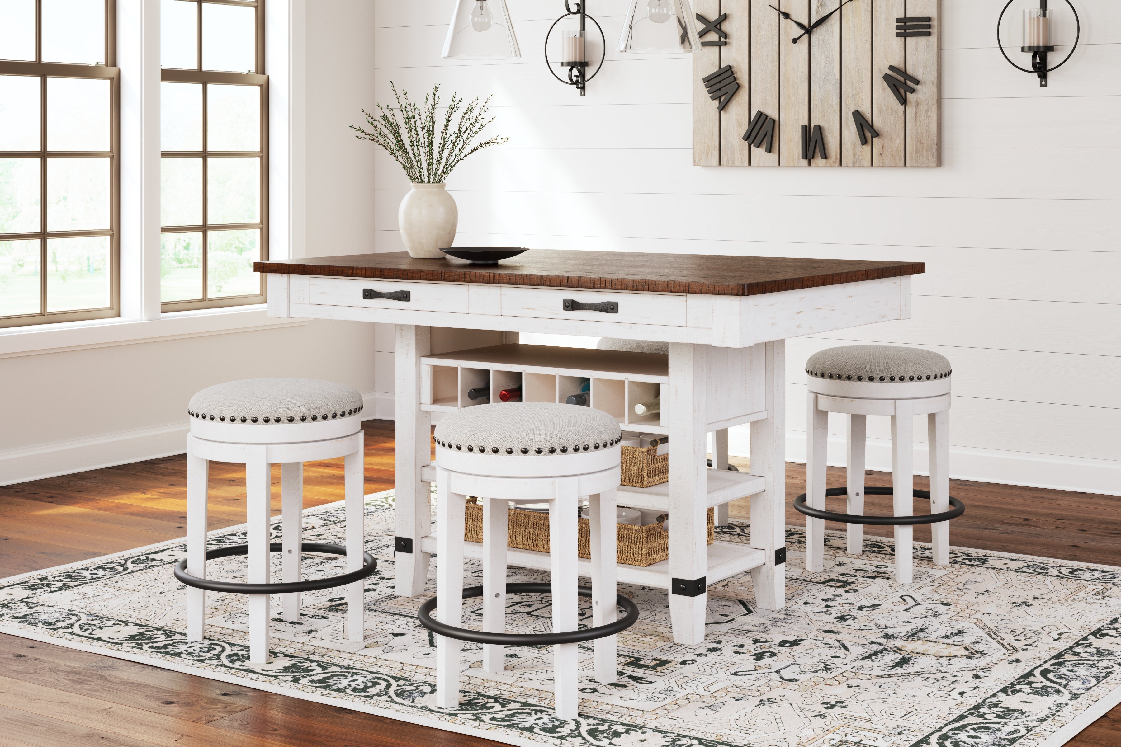 J&M Furniture - Ashley Furniture - Valebeck Counter Height Dining Table and 4 Barstools - Counter Height Dining Table and 4 Barstools / Multi - D546D10