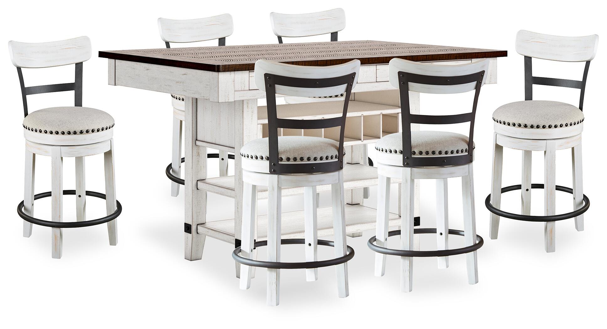 J&M Furniture - Ashley Furniture - Valebeck Counter Height Dining Table and 6 Chairs - Counter Height Dining Table and 6 Chairs - D546D35