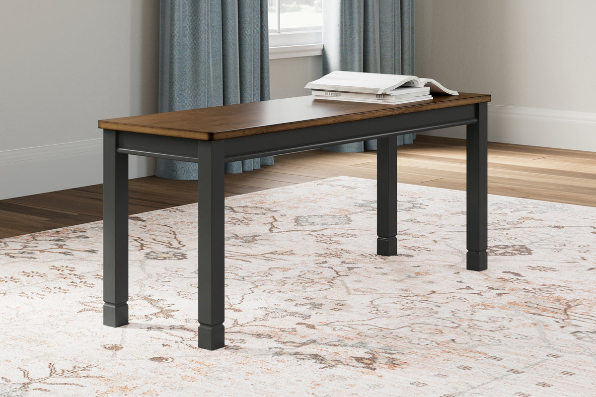 J&M Furniture - Ashley Furniture - Owingsville Dining Bench - Large Dining Room Bench / Black/Brown / 42"W x 14"D x 18"H - D580-00