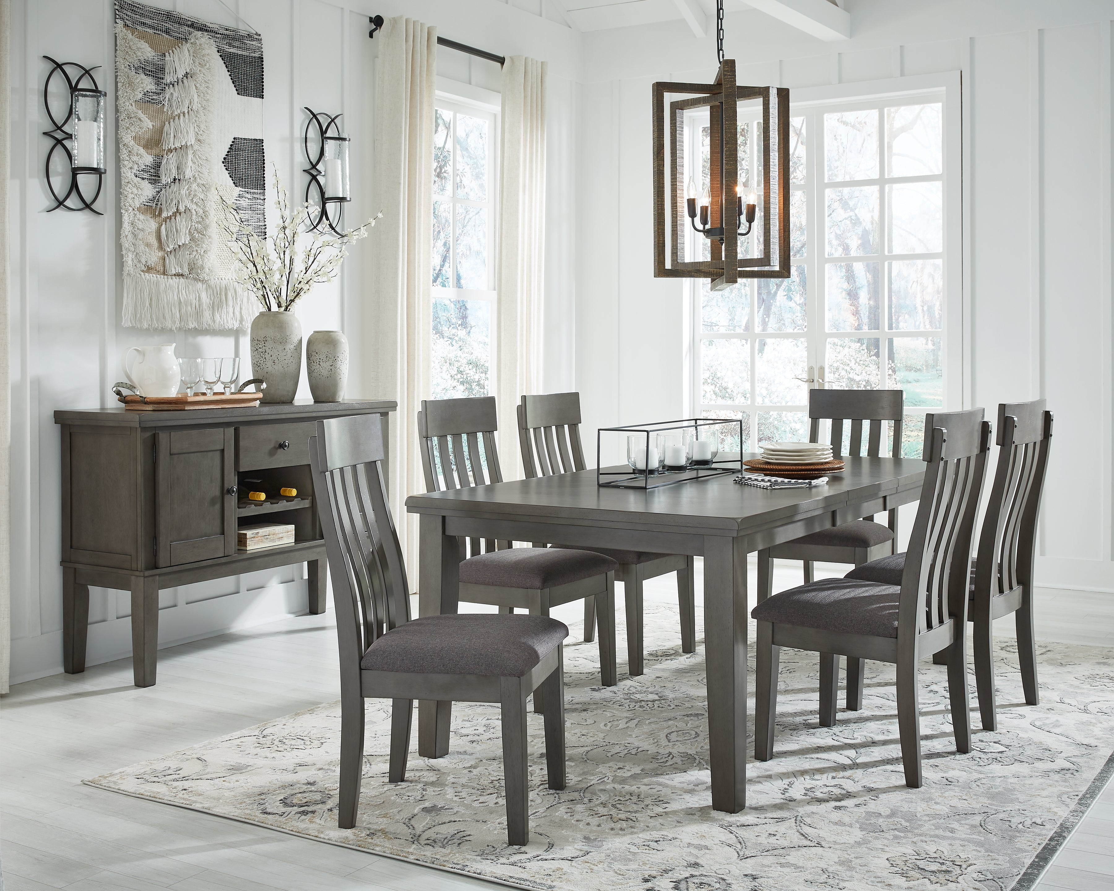 J&M Furniture - Ashley Furniture - Hallanden Dining Table, 6 Chairs and Server - Dining Table, 6 Chairs and Server - D589D5