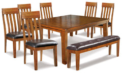 J&M Furniture - Ashley Furniture - Ralene Dining Table and 6 Chairs and Bench - Dining Table and 6 Chairs and Bench - D594D10