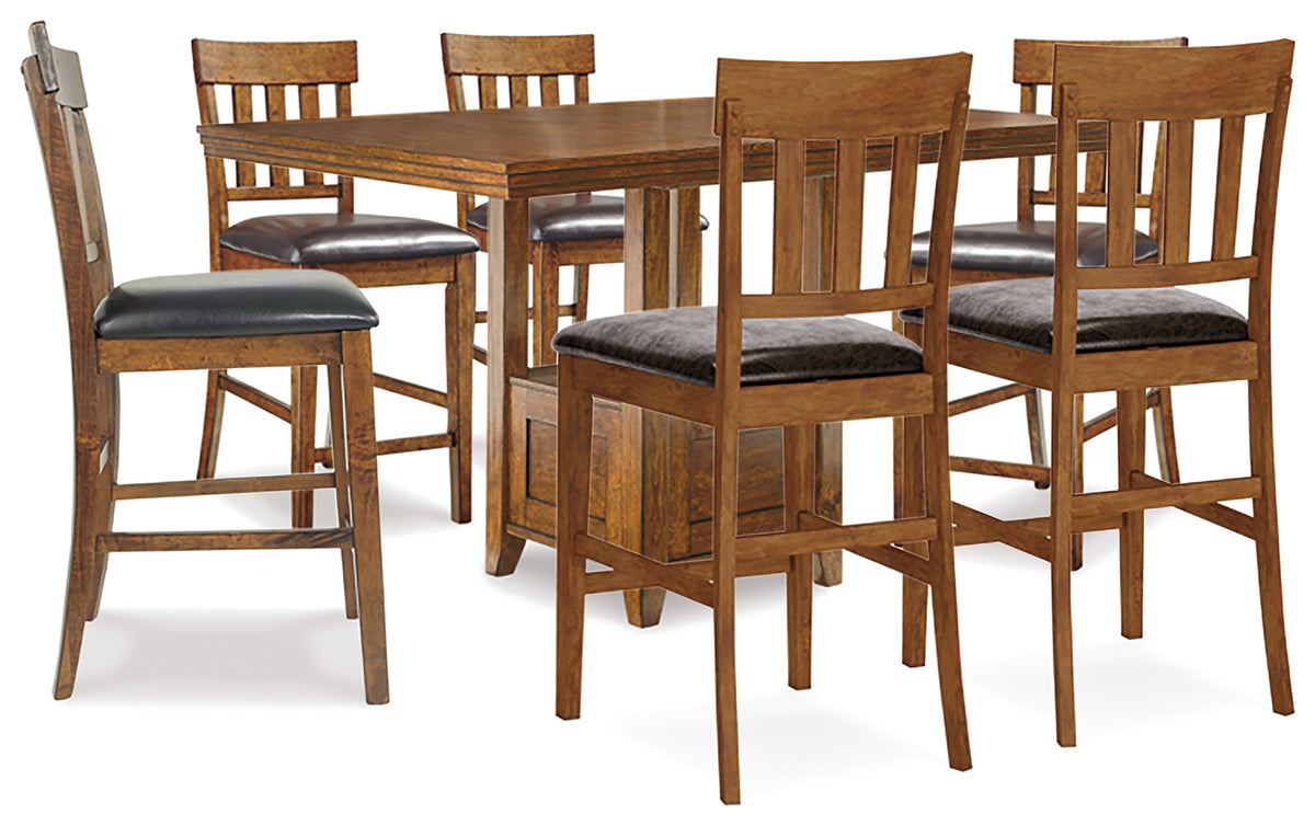 J&M Furniture - Ashley Furniture - Ralene Counter Height Dining Table and 6 Barstools - Counter Height Dining Table and 6 Barstools - D594D5