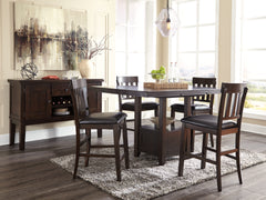 J&M Furniture - Ashley Furniture - Haddigan Counter Height Dining Table, 4 Barstools and Server - Counter Height Dining Table, 4 Barstools and Server - D596D8