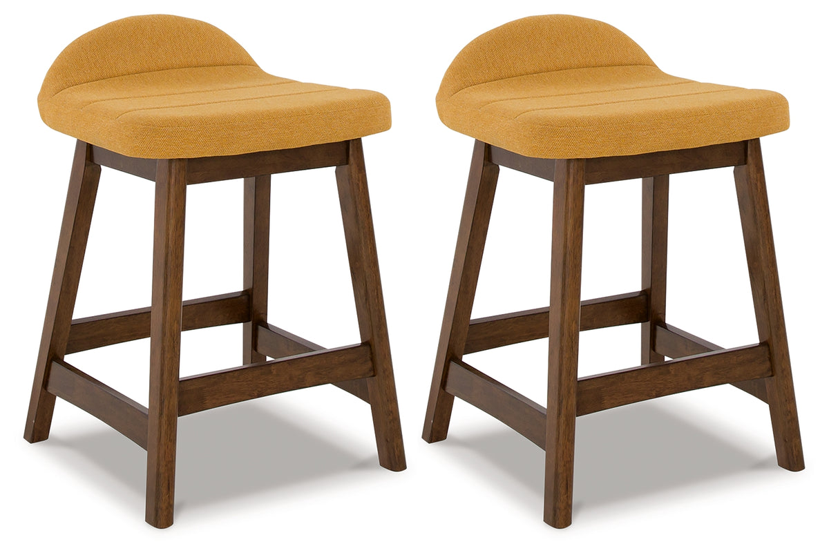 J&M Furniture - Ashley Furniture - Lyncott Counter Height Bar Stool (Set of 2) - Counter Height Bar Stool (Set of 2) / Mustard/Brown - D615-424X2