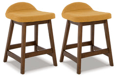 J&M Furniture - Ashley Furniture - Lyncott Counter Height Bar Stool (Set of 2) - Counter Height Bar Stool (Set of 2) / Mustard/Brown - D615-424X2