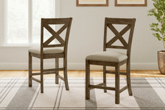 J&M Furniture - Ashley Furniture - Moriville Counter Height Bar Stool (Set of 2) - Counter Height Bar Stool (Set of 2) / Beige - D631-124X2