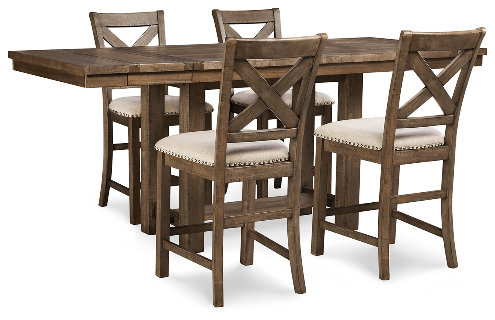 J&M Furniture - Ashley Furniture - Moriville Counter Height Dining Table and 4 Barstools - Counter Height Dining Table and 4 Barstools - D631D1