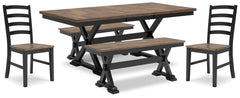 J&M Furniture - Ashley Furniture - Wildenauer Dining Table, 2 Chairs and 2 Benches - Dining Table, 2 Chairs and 2 Benches - D634D7