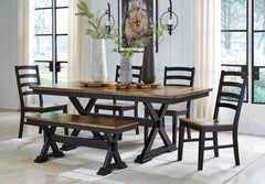 J&M Furniture - Ashley Furniture - Wildenauer Dining Table, 4 Chairs and Bench - Dining Table, 4 Chairs and Bench - D634D2