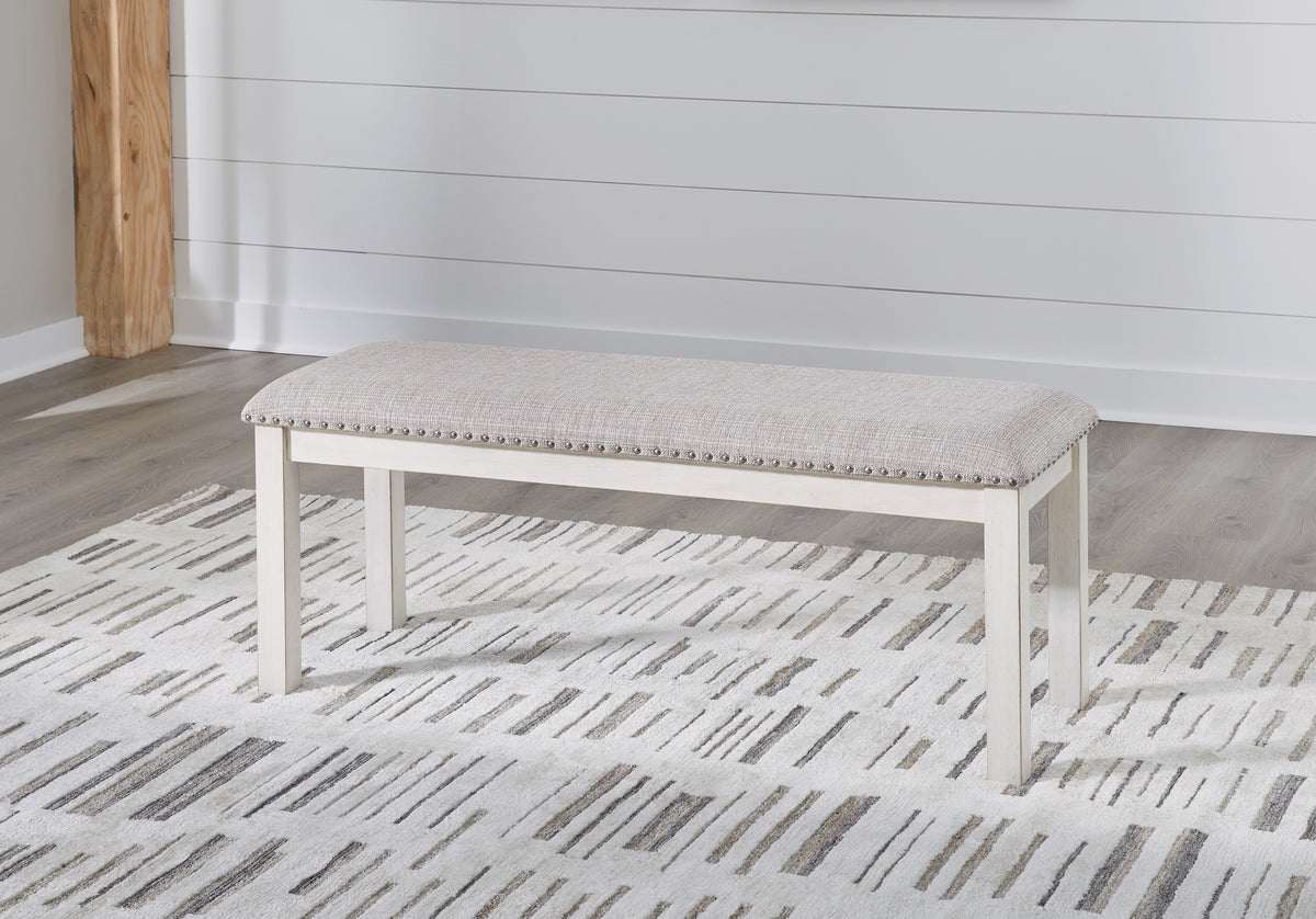 J&M Furniture - Ashley Furniture - Robbinsdale 48" Dining Bench - Large UPH Dining Room Bench / Antique White / 48"W x 17"D x 20"H - D642-00